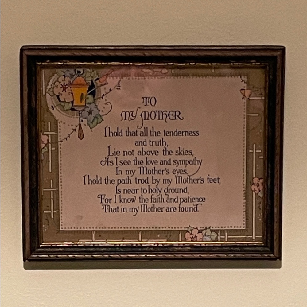 Vintage 1920s Framed Poem of Mothers Wall Art